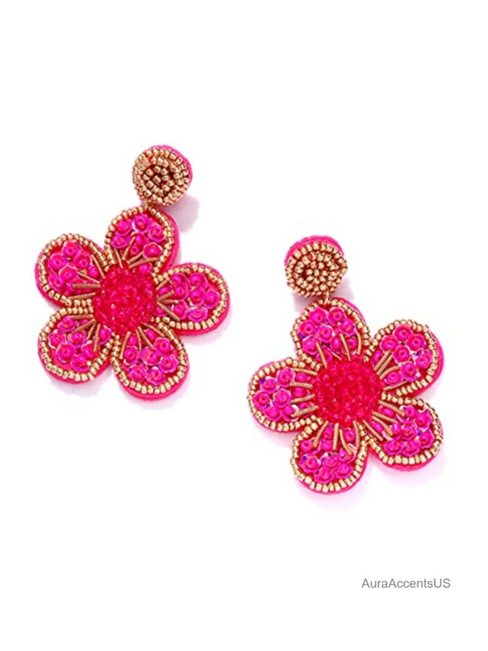 Handmade Beaded Flower Drop Earrings Bohemia Dangle Statement Jewelry for Women - Picture 5 of 6